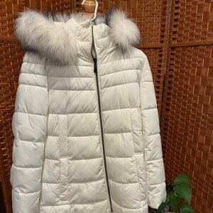 White DKNY Puffer Parka